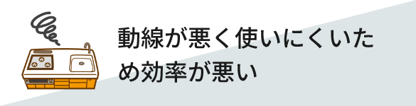 動線が悪く使いにくいため効率が悪い